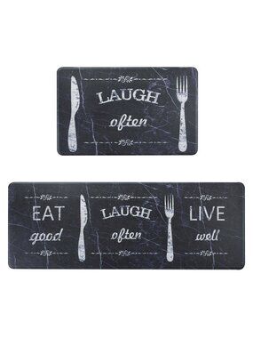 2Pcs Eat Good Kitchen Rugs Set of 2 Farmhouse Floor Mats 17”x28”+17”x47”